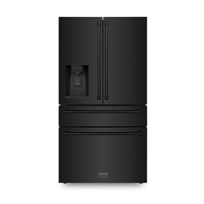 ZLINE 36"" French Door Refrigerator w/ Water and Ice Dispenser in Black Stainless Steel -  RFM-W-36-BS