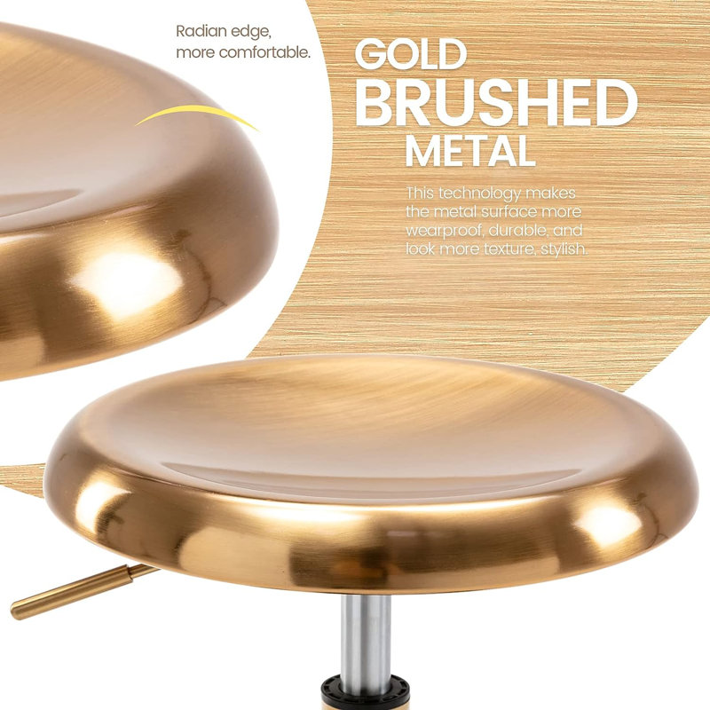 Asine Swivel Adjustable Height Bar Stool, Gold