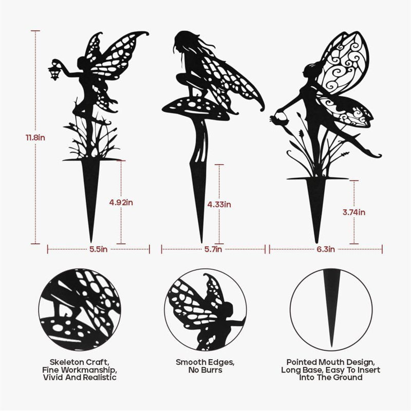 Whimsical Fairy Garden Stakes - Miniature Outdoor & Indoor Decorative Statues