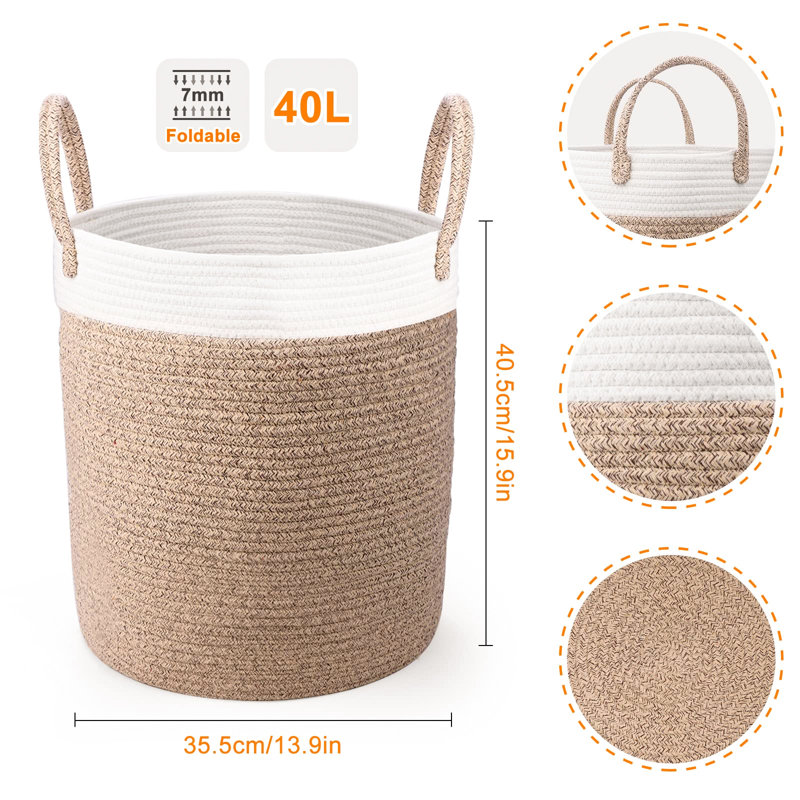 Fabric Laundry Hamper with Handles, Khaki