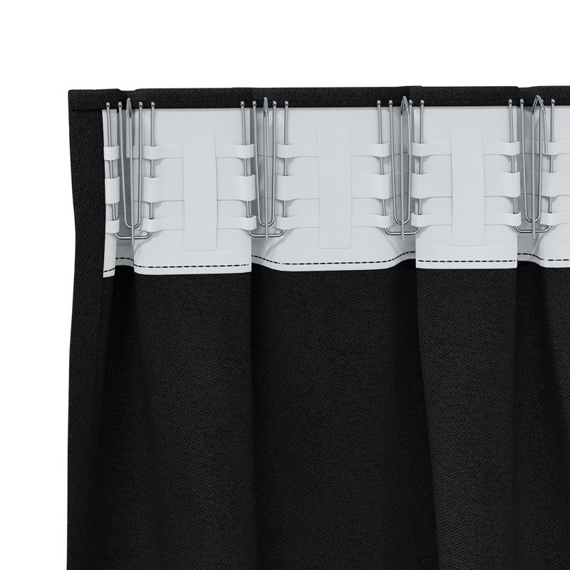Curtains With Curtains 2 Pcs Polyester, 140cm Width x 260cm Drop, Black