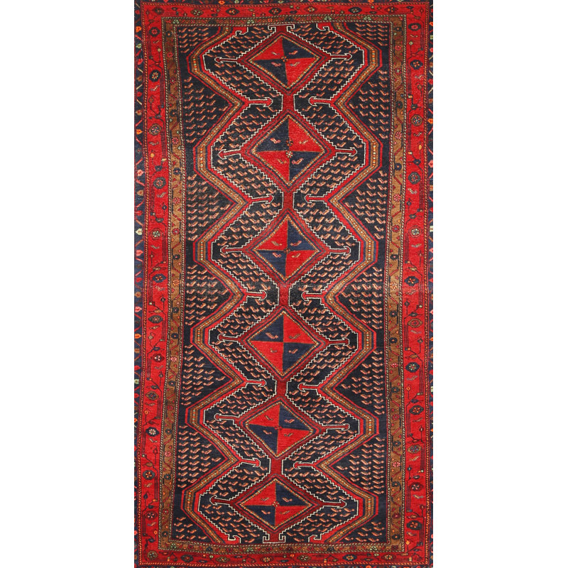 Tapis traditionnel rouge / brun, Rectangle 2 pi x 3 pi