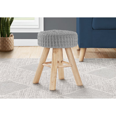 Repose-pieds, repose-pieds, repose-pieds, repose-pieds rond 12 po, velours gris, pieds en bois naturel, contemporain, moderne