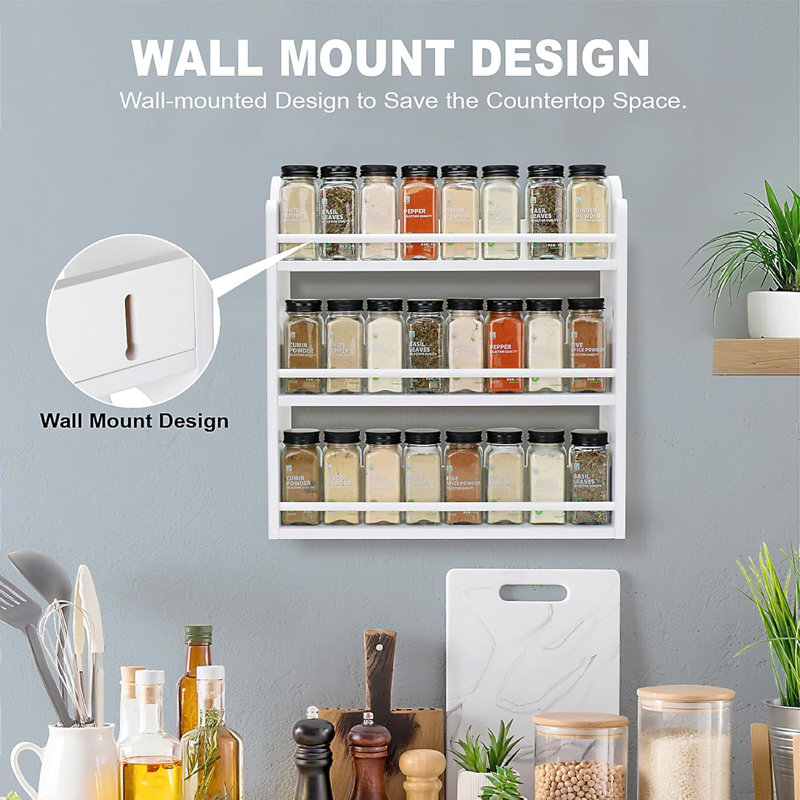 Three Layer Bamboo Spice Rack, White