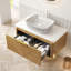 Meuble-lavabo 36 po, meuble de rangement flottant en contreplaqué, tiroir en sergé avec poignée et capteur de lumière, vasque en céramique à motif marbré et plateau en pierre frittée, pré-assemblé-123654711