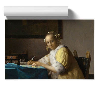A Lady Writing A Letter by Johannes Vermeer - No Frame Print