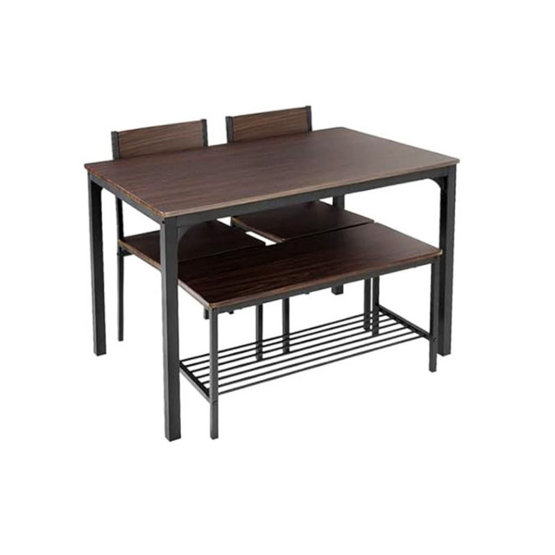 4 - Person Four Leg Dining Set, Rustic Oak/Black