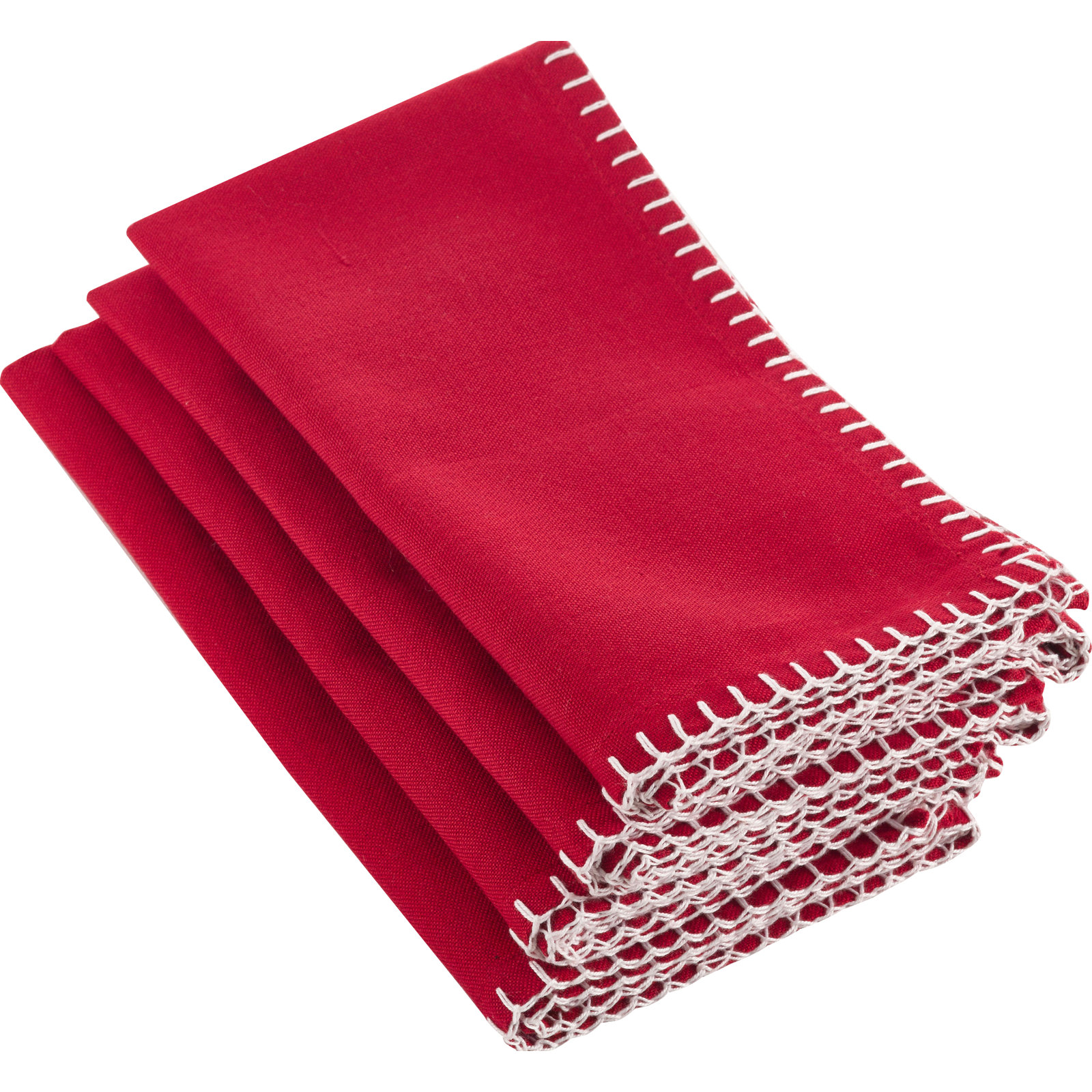Ivara Whip Stitched Design 20" Cotton Napkin, Red