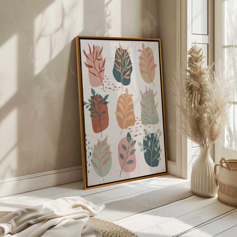 Whispering Leaves I, reproduction sur toile dans un cadre, H 18,75 po x l 12,75 po, Blanc opaque