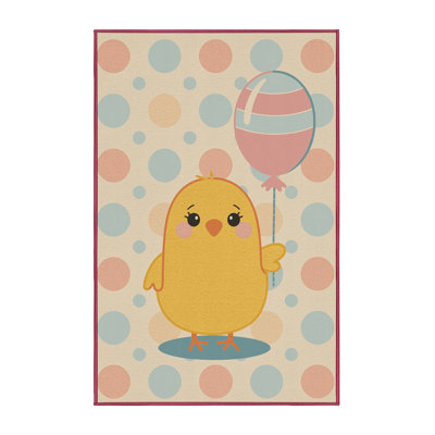 Soft Plush Feller Easter Modern & Contemporary Abstract Area Rug in Beige – Rose Binding