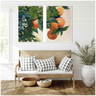Oranges on a Branch 2 Piece Framed Canvas Wall Art Set by Nostalgia Prints