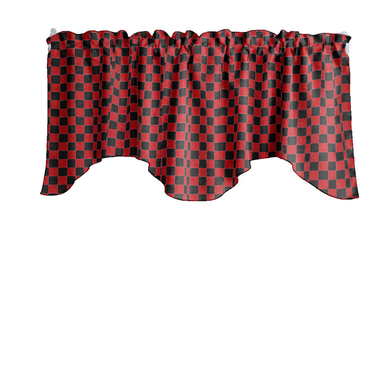Cantonnière festonnée à carreaux, Rouge / Noir
