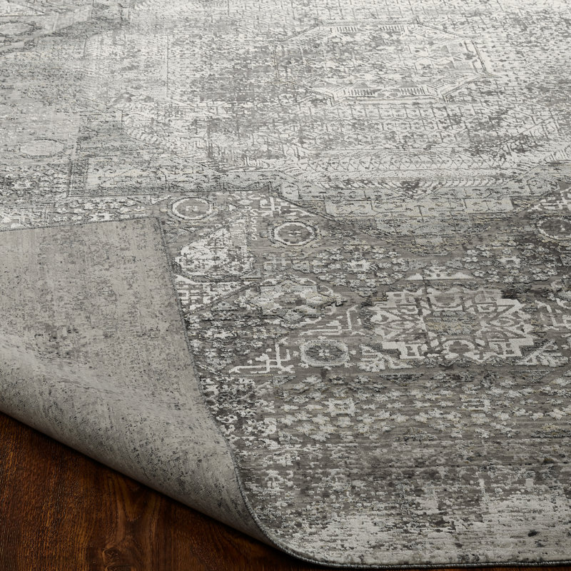 Tapis gris Power Loom, Rond 8 pi, Gris