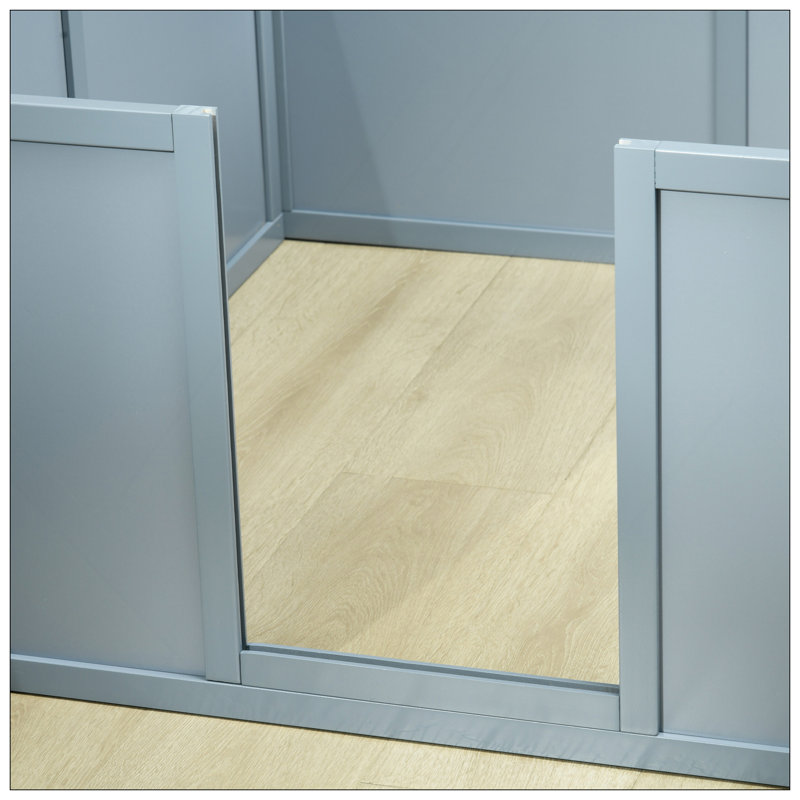 Boîte de mise bas pour chien avec portes amovibles, idéale pour le confort de la mère et le soin des chiots, parc d'intérieur polyvalent, gris