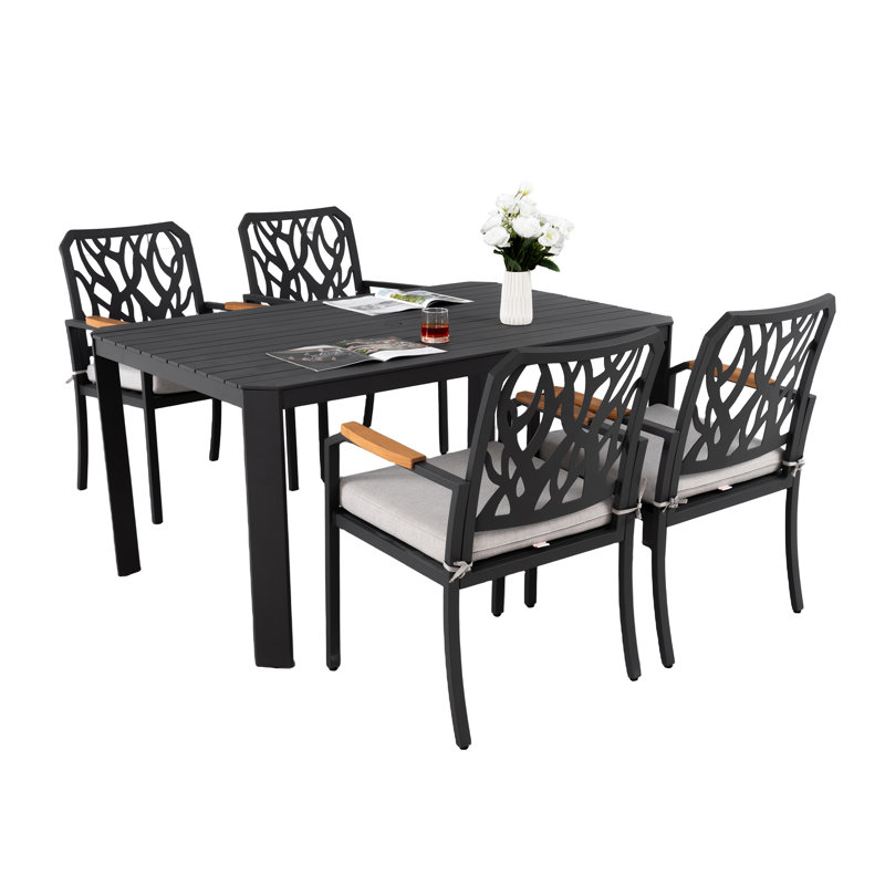 Ensemble repas d'extérieur en aluminium d'extérieur au design inspiré de la nature pour les patios