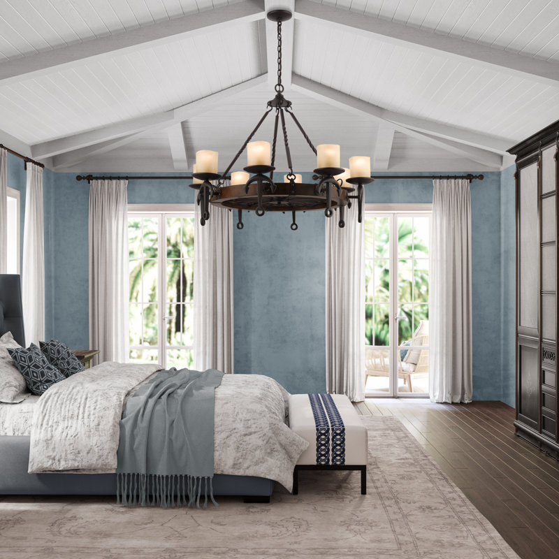 Liam 8 - Light Dimmable Wagon Wheel Chandelier