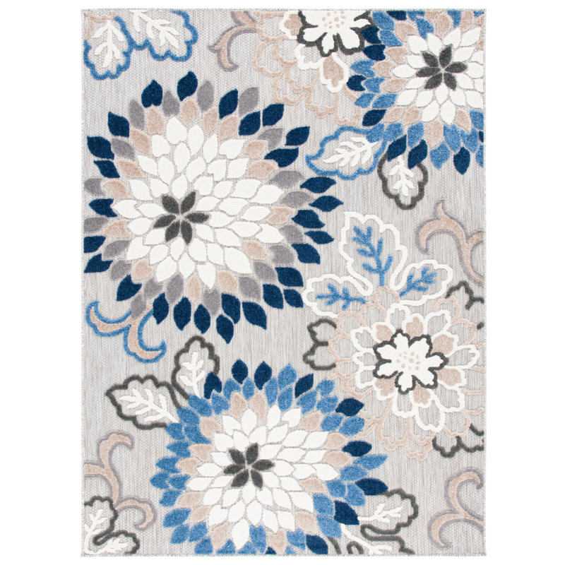 Dellia Performance Floral Indoor/Outdoor Area Rug, Rectangle 6'7" x 9'