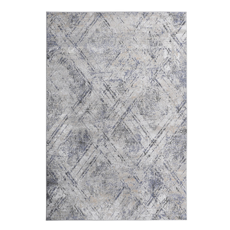 Tapis de salle à manger à motif géométrique et résistant aux taches Collection Living, Rectangle 5 pi 3 po x 7 pi 6 po