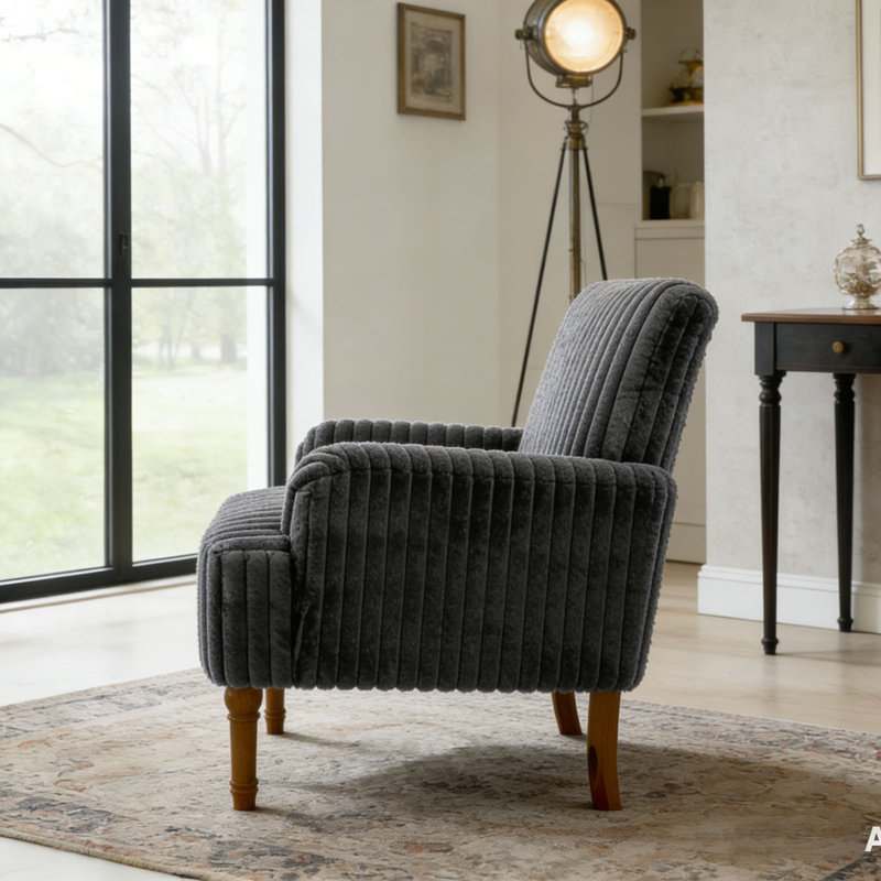 Chaise d'appoint moderne en velours côtelé, Gris foncé