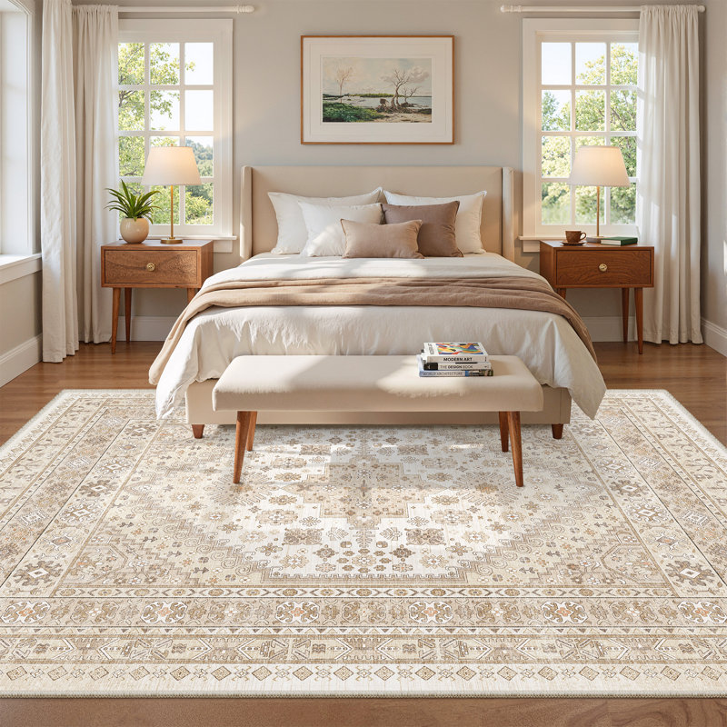 Rectangle Geometric and Abstract Area Rug, Beige, Rectangle 160 x 230cm