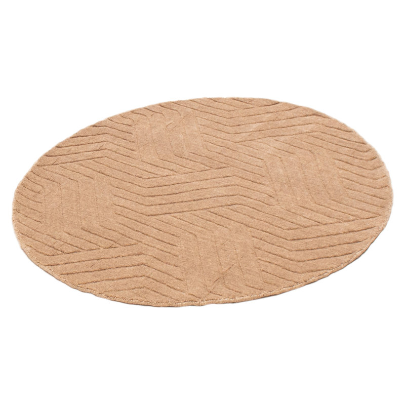 Tapis rond en laine nouvel âge unique 4 pi x 4 pi x brun clair