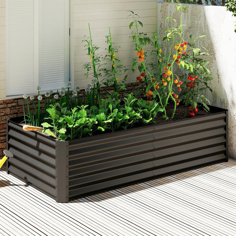 Lit de jardin surélevé galvanisé, 17.72" H x 70.87" W x 35.43" D, Gris foncé