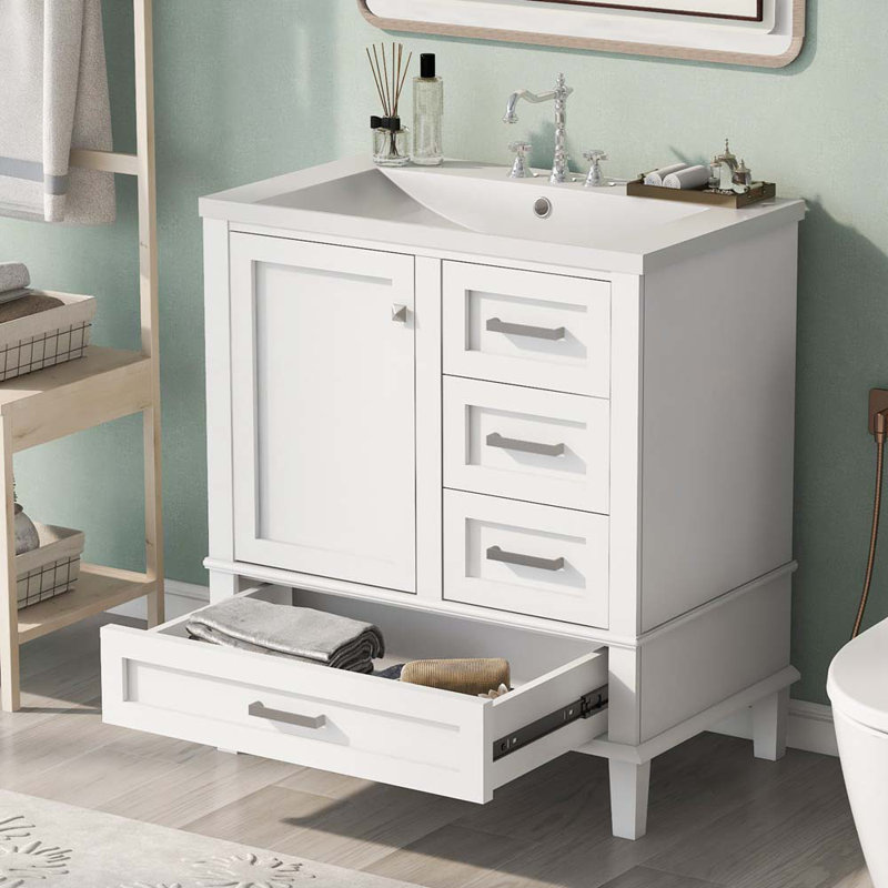 Meuble-lavabo simple 30,11 avec comptoir, Blanc