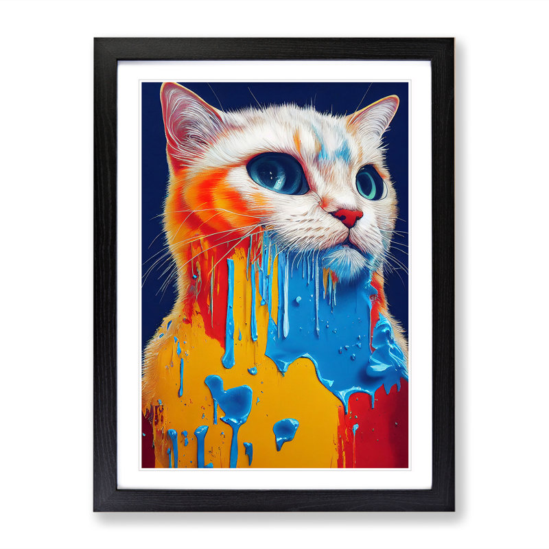 Cat In No.4 - Single Picture Frame Print, 64cm H x 46cm W x 2cm D, Black