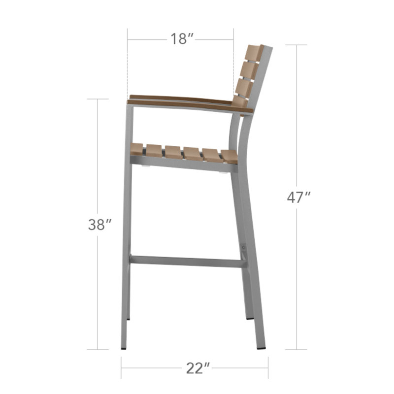 Vienna Bar Arm Chair, Black, Gray