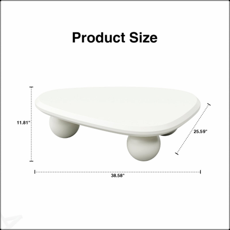 Table basse Cloud avec 3 pieds sphériques, table d'appoint moderne en bois pour les petits espaces et les salons