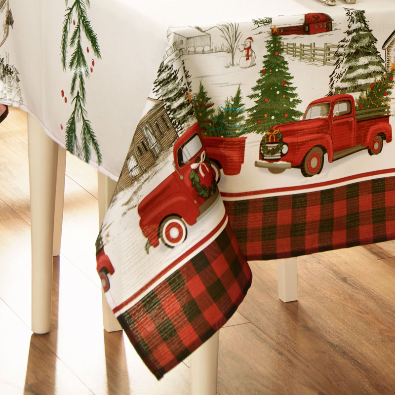 Gambell Checkered Christmas Tablecloth, 84" L x 60" W