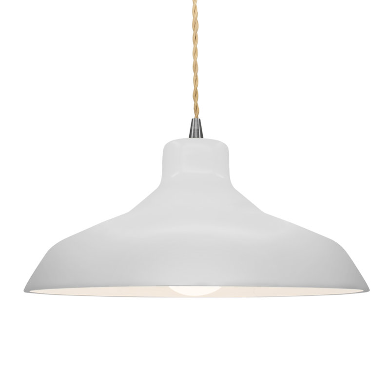 Luminaire suspendu en forme de dôme à 1 lumière Fallon, Bisque, H 7,5 po x l 15,5 po x P 15,5 po, Nickel brossé