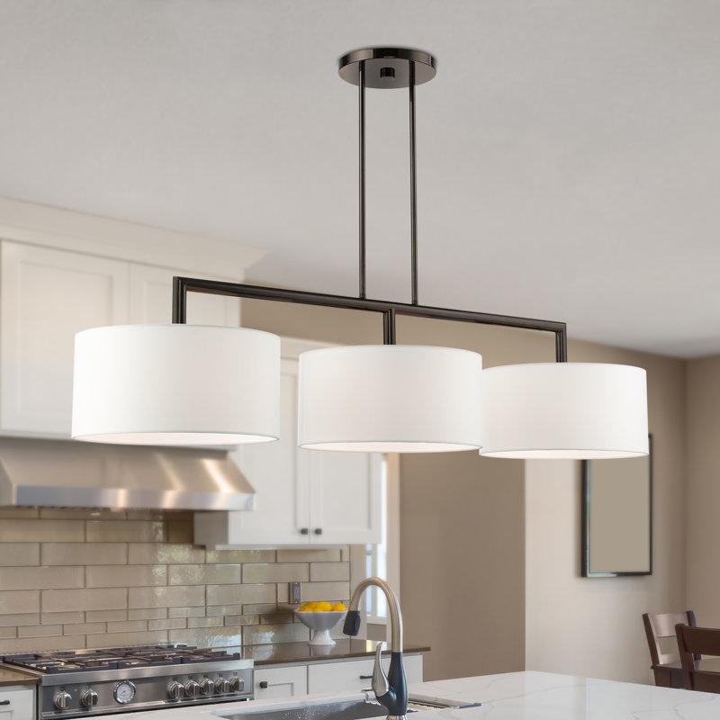 Konur 3-Light Linear Kitchen Island Pendant, Black Chrome