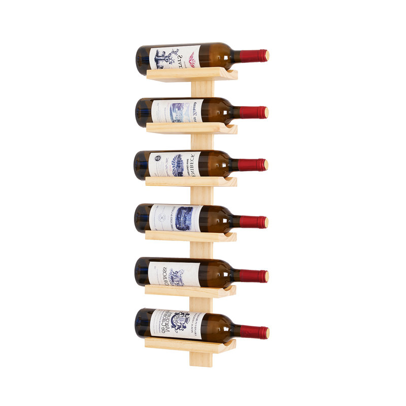 Mataia 6 Bottle Solid Wood Wine Bottle Rack, Natural