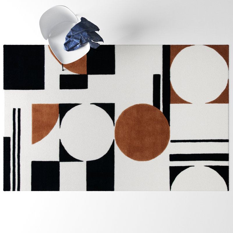 Antoni Handmade Wool Ivory/Black/Brown Rug, Rectangle 6' x 9'