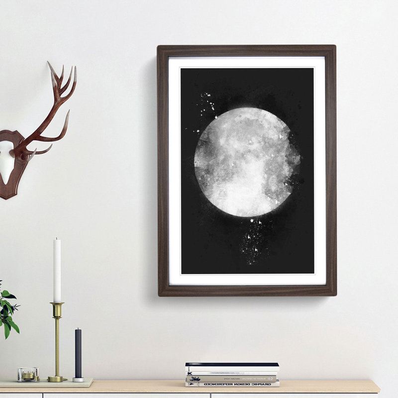 The Beauty of the Moon - Picture Frame Painting Print, 45cm H x 33cm W x 2cm D, Walnut Framed