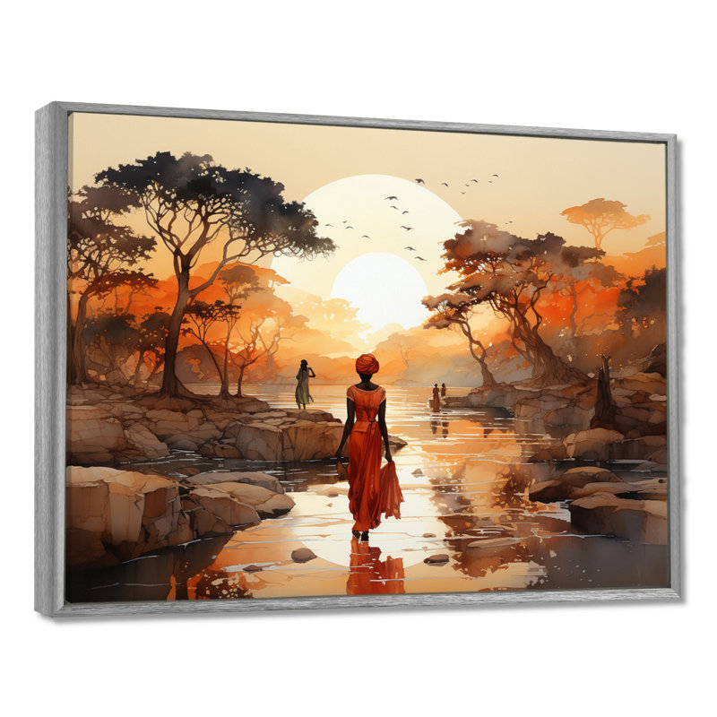 African Journey Landscape - African Art Canvas Print Wall Art, African Landscape Print, Wrapped Canvas, 34" H x 44" W