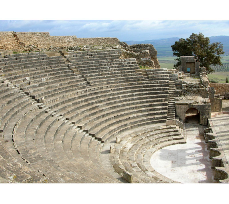 Theatre romain de Dougga, Tunisie, H 13 po x l 18 po