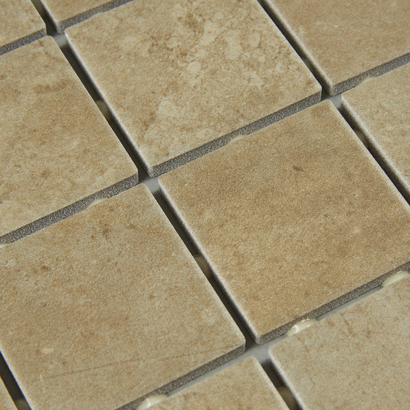 Intentional 2" x 2" Ceramic Grid Mosaic Tile, Light Beige