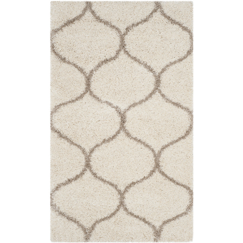 Tate Hudson Shag Performance Geometric Rug, Rectangle 2' x 3', Ivory/Beige