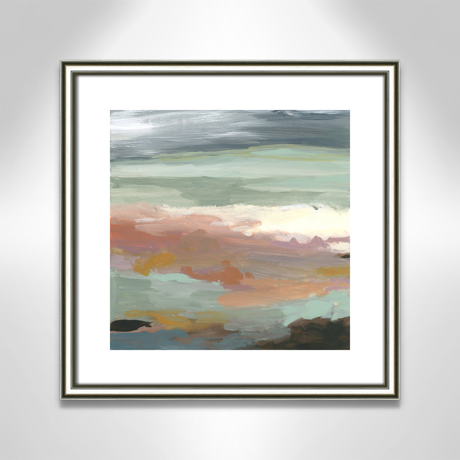 Picture Framed Paper, 18.25" H x 18.25" W, Beige Wood