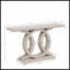Console de 55 pouces de style campagnard avec base géométrique en bois, canapé d'entrée rustique pour le salon, le couloir, le vestibule - table d'appoint décorative pour présentation et rangement, gris