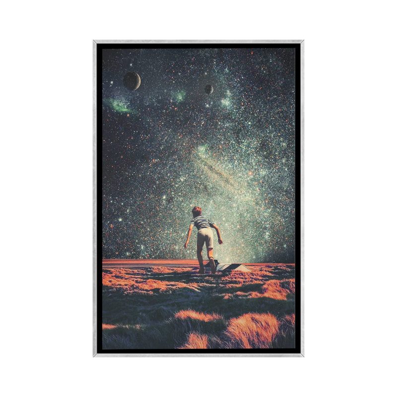 « Nostalgia » par Frank Moth-impression, H 26 po x l 18 po x 1,5 po, Toile avec cadre argenté, Pas de tapis