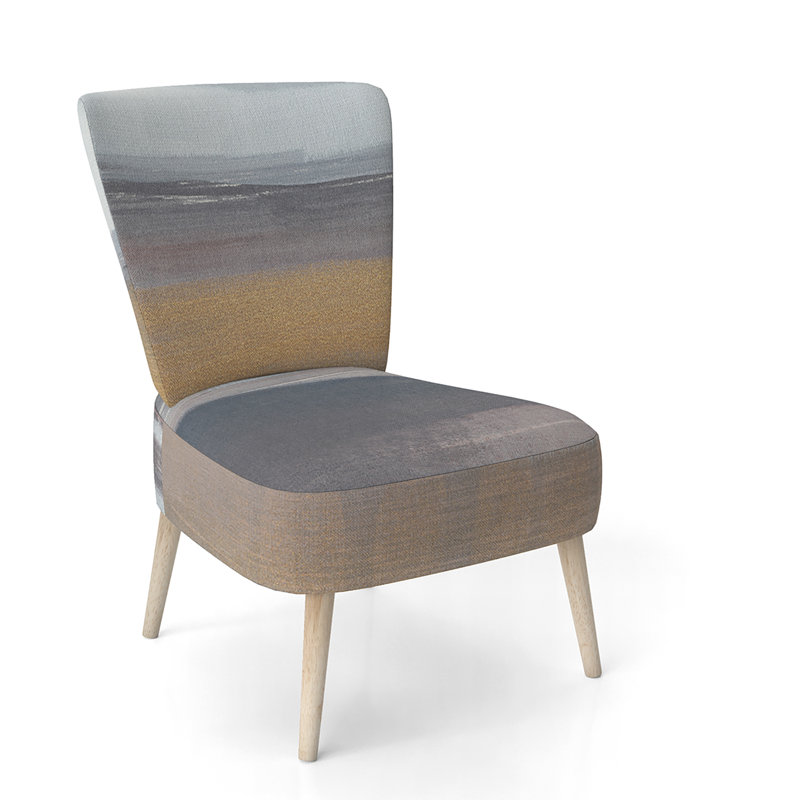 Upholstered Floral Side Chair - Modern floral Accent Chair, Abstract Gray Polyester Blend 4