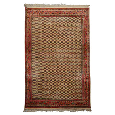 Tapis traditionnel ivoire en laine noué à la main 6 x 8 pi 9 po Seraband