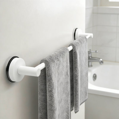 Adjustable Suction Cup Towel Bar For Bathroom Wall,14.6Inch~24 Inch Towel Racks