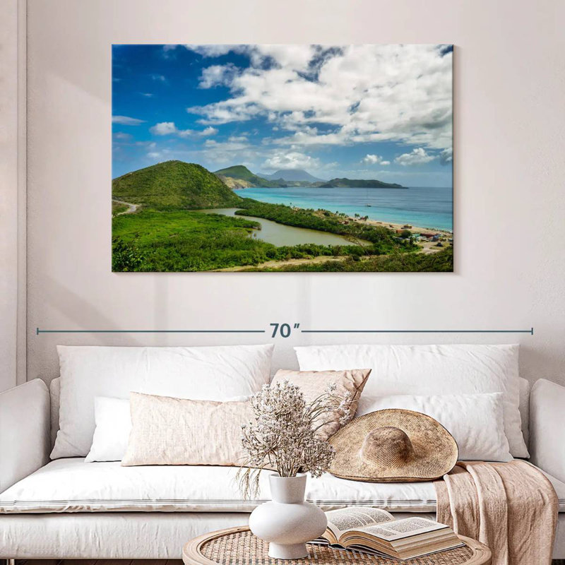 Kavia vue de l'île Saint-Kitts, H 32 po x l 48 po