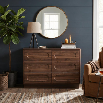 Armoire d'appoint en noyer foncé 39,37 "avec 6 tiroirs