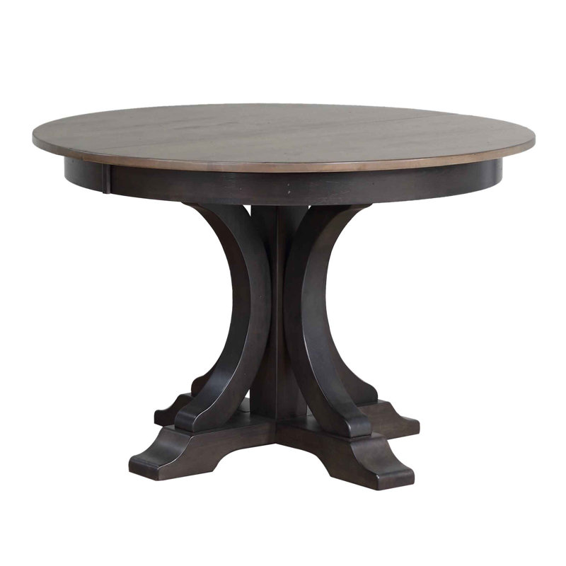 Fretwell Round Extendable Solid Wood Dining Pedestal Table in Antique Grey