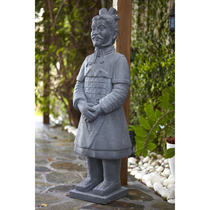 Gray Stone 40" Warrior Garden Statue